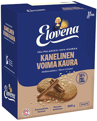 Elovena Välipalakeksi 100% kauraa Kanelinen Voima Kaura