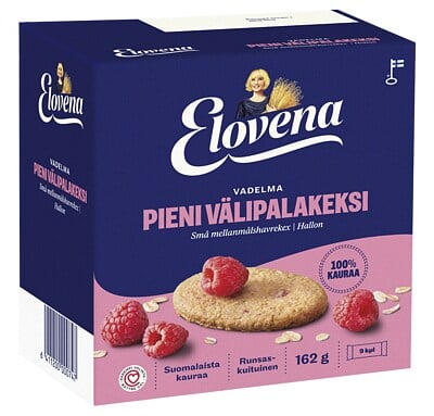 Elovena Pieni Välipalakeksi 100% kauraa Vadelma